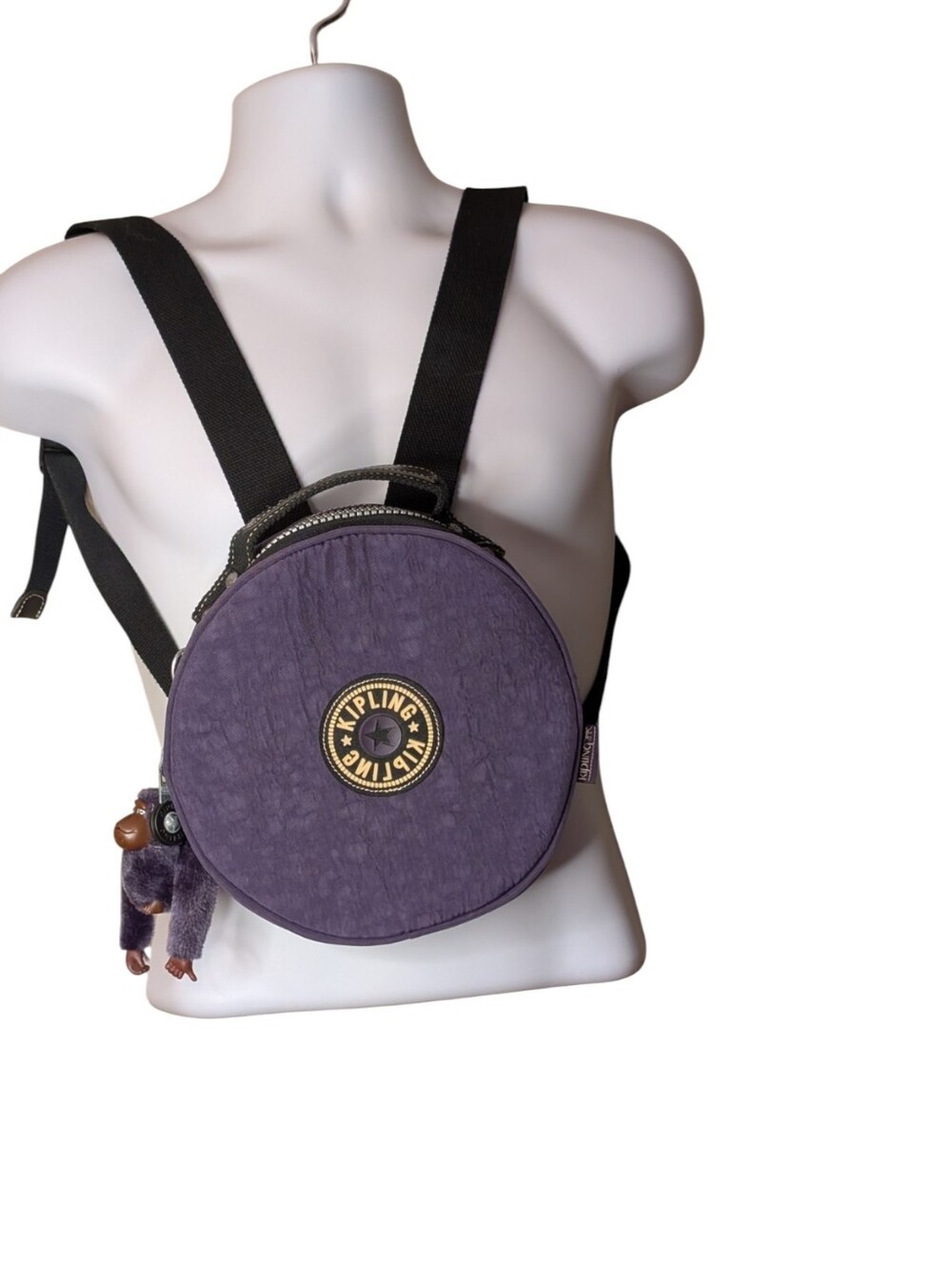 Vintage Kipling Purple Circle Backpack Rucksack plush Monkey charm keychain - Picture 8 of 8